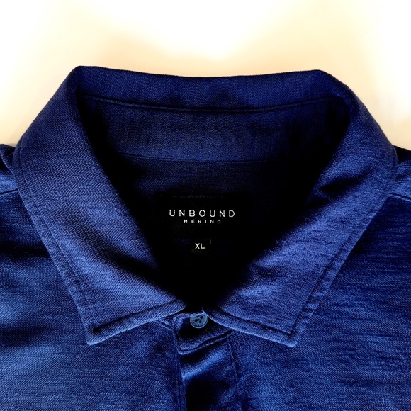 Unbound Merino Mens Polo Navy XL - Picture 2 of 4